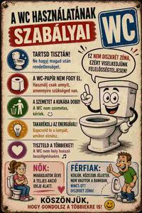 Plechová ceduľa A WC Hasznalatak Szabalyai - Plechová tabuľa