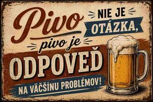 Plechová ceduľa Pivo je odpoveď nie otázka - Plechová tabuľa