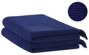 Sada 2 uterákov modrá bavlna polyester froté uteráky 100 x 150 cm doplnky do kúpeľne