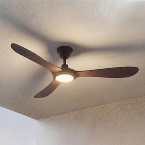 Vonkajší stropný ventilátor Lucande LED Winrod, tmavé drevo, stmievateľné, Tmavé drevo, Plast, Moderný