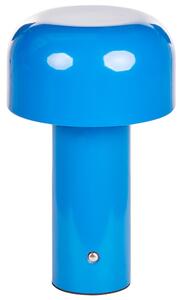 Stolná lampa modrá železo s dotykovým vypínačom nabíjanie cez USB kábel bezdrôtová moderný štýl interiér exteriér