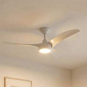 Stropný ventilátor Lindby LED Briya, biely, Ø 116 cm,, Biela / opálová, Obývacia izba / jedáleň, Plast, Moderný