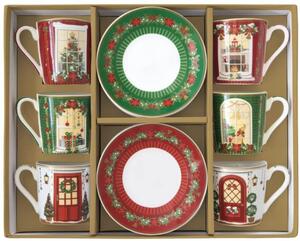 FEDORA Home Set pre 6 osôb - porcelánový hrnček espresso, 100 ml, Coffee Mania Festive Avenue