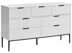 Komoda so 7 zásuvkami biela MDF moderný minimalistický dizajn obývacia izba úložný nábytok