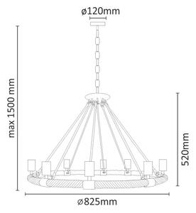LED Luster na reťazi ROPE ARTHUR 8xE27/6W/230V