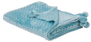 Deka svetlomodrá polyester 200 x 220 cm bez vzoru jednofarebná s brmbolcami prikrývka moderný štýl doplnky obývačka spálňa