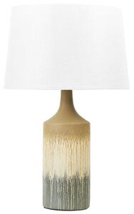 Stolná lampa béžová a sivá keramický maľovaný podstavec látkové tienidlo nočná lampa svietidlo moderný dizajn