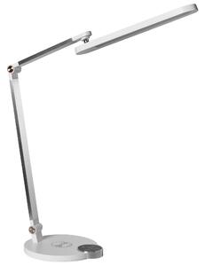 Stolná lampa biela syntetický materiál 3 režimy teploty svetla plynulý stmievač bezdrôtová nabíjačka nastaviteľné tienidlo kancelária