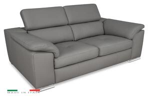 Zltahala.sk Moderná kožená pohovka LOREN II (3P), sivá (madras - 128 grey)