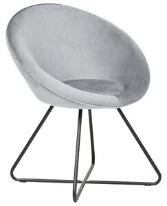 Dizajnové kreslo svetlosivé zamatové čalúnenie okrúhle sedadlo retro minimalistický dizajn