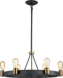 Quintiesse QN-SILAS-6P-DZ - Luster na tyči SILAS 6xE27/60W/230V čierna/zlatá