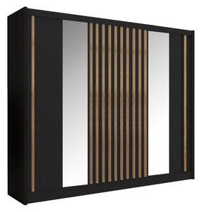 Šatníková skriňa s posuvnými dverami Ladder 250 - čierna / dub craft