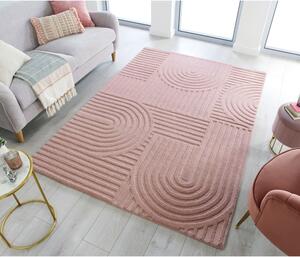 Ružový vlnený koberec Flair Rugs Zen Garden, 120 x 170 cm