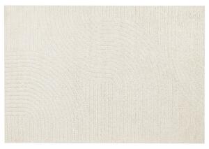 Koberec béžový vlnený 160 x 230 cm s abstraktným vzorom obývacia izba spálňa moderný minimalistický dizajn