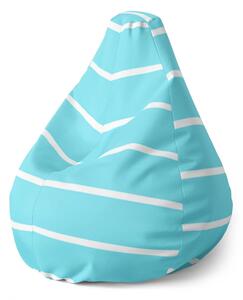 Sablio Sedací vak Pear Biele pruhy na modrej - 70 x 95 x 15 cm