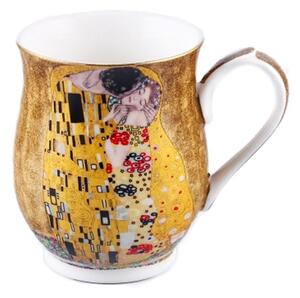 Porcelánová šálka Gustav Klimt bozk 300ml hnedá