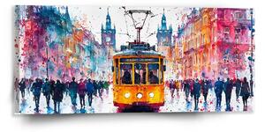 Sablio Obraz Žltá električka Paint - 110x50 cm