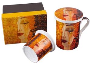 Porcelánová šálka so sitkom a pokrývkou Klimt zlaté slzy 280ml