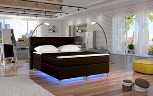 Zltahala.sk Posteľ Boxspring Amadeus + LED 200x180, tm. hnedá (koženka - bao 12)