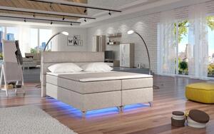 Zltahala.sk Posteľ Boxspring Amadeus + LED 200x180, béžová (látka - bao 13)