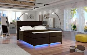 Zltahala.sk Posteľ Boxspring Amadeus + LED 200x180, tm. hnedá (látka - bao 07)