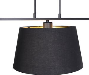 Závesná lampa s bavlnenými odtieňmi čierna so zlatou 32cm - Combi 3 Deluxe