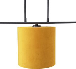 Závesná lampa s velúrovými odtieňmi žltá so zlatom 20cm - Combi 3 Deluxe