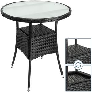 Ratanový stolík - Ø 60cm - čierny