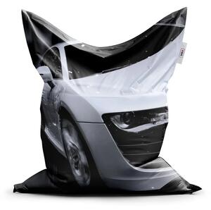 Sablio Sedací vak Biele športové auto - 150x100 cm