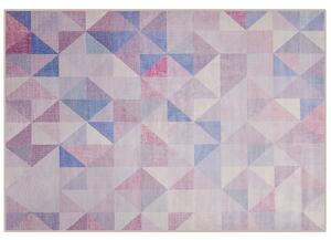 Koberec sivý a modrý 160 x 230 cm obdĺžnikový s geometrickým trojuholníkovým vzorom moderný