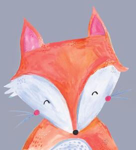 Ilustrácia Woodland fox on grey, Laura Irwin, (30 x 40 cm)
