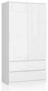 Ak furniture Šatníková skriňa Star 90 cm biela lesk