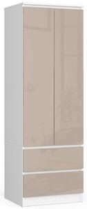 Ak furniture Šatníková skriňa Star 60 cm biela/cappuccino lesk