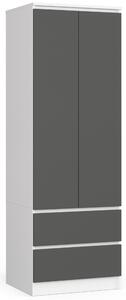 Ak furniture Šatníková skriňa STAR 60 cm bielo-grafitová
