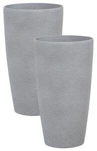 Sada 2 kvetináčov sivá 31 x 31 x 58 cm vysoké kvetináče moderné minimalistické črepníky vonkajšie izbové doplnky