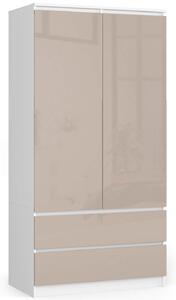 Ak furniture Šatníková skriňa Star 90 cm biela/cappuccino lesk