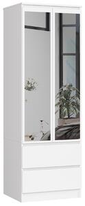 Ak furniture Šatníková skriňa Star so zrkadlom 60 cm biela