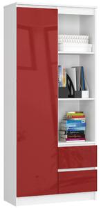 Ak furniture Skriňa Rexa 80 cm biela/červená