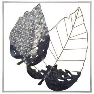 Nástenná dekorácia čierna / sivá / zlatá z kombinácie kovových listov moderné 50 x 50 cm