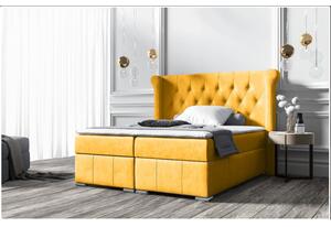 Elegantná čalúnená posteľ 120x200 MAXIMO - žltá + topper ZDARMA