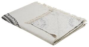 Prikrývka viacfarebná bavlnená 130 x 180 cm ručne vyšívaná so strapcami so vzorom mandaly deka v boho štýle