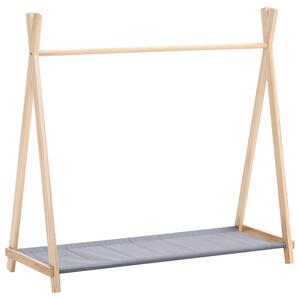 Detský stojan na oblečenie svetlohnedý borovicové drevo polyester teepee úložný priestor detská izba