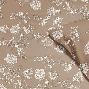 Goldea flanelové posteľné obliečky - ľalie na hnedom 140 x 220 a 70 x 90 cm
