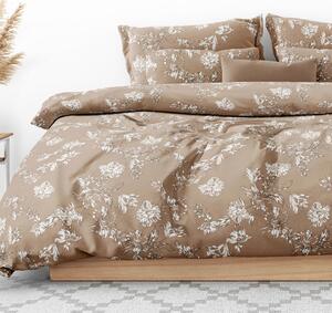 Goldea flanelové posteľné obliečky - ľalie na hnedom 140 x 220 a 70 x 90 cm