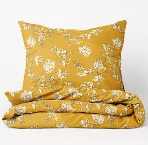Goldea flanelové posteľné obliečky - vzor 1006 ľalie na horčicovom 140 x 200 a 70 x 90 cm