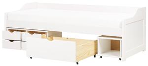 Posteľ biela borovicové drevo 90 x 200 cm s úložným priestorom zásuvky moderný štýl detská izba
