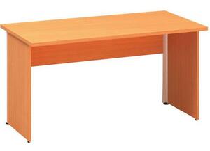 Kancelársky stôl Alfa 100 so sivým podnožím, 140 x 70 x 73,5 cm, rovné vyhotovenie, dezén buk Bavaria