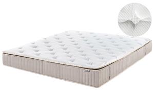 Latexový matrac s taštičkovými pružinami biela béžová 180 x 200 cm stredne tvrdý dvojlôžkový snímateľný poťah polyester spálňa doplnky