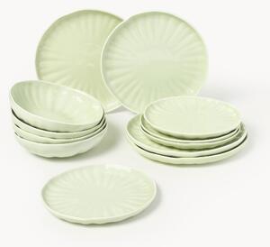 Súprava riadu s reliéfom z porcelánu Sali, 4 osoby (12 dielov)