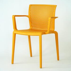 Plastová záhradná stolička Venice s podrúčkami 38 okrově žlutá